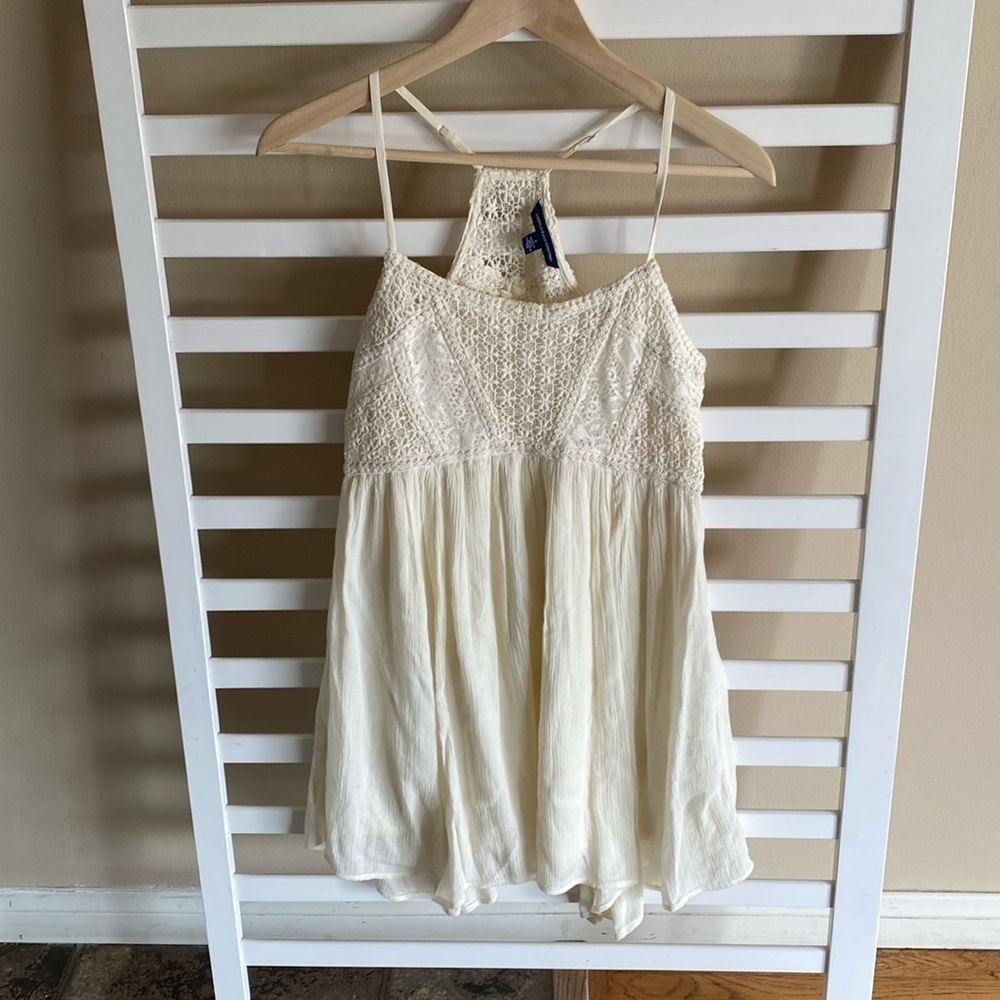 American Eagle Cream Crocheted Lace Babydoll Dress Size 2